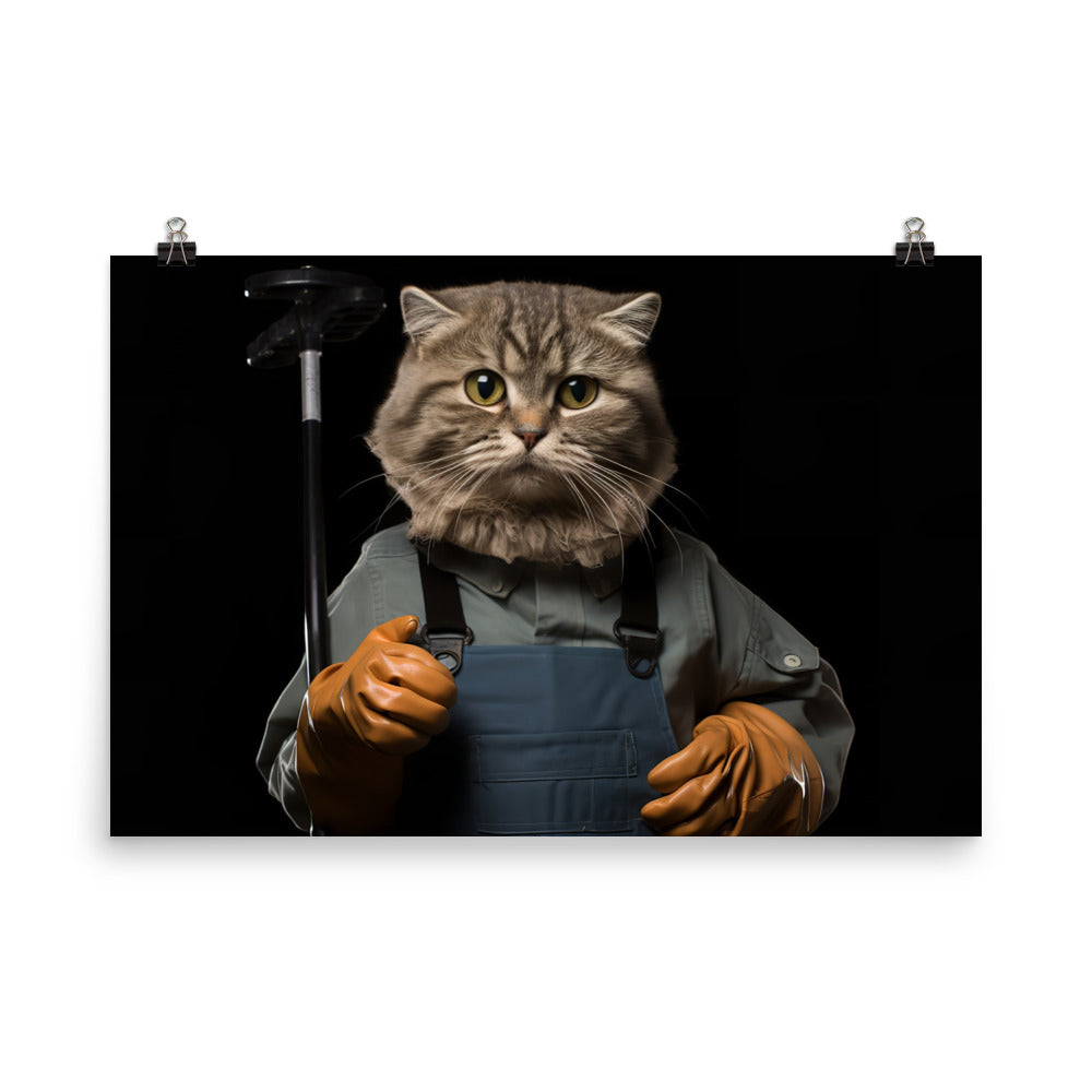 Scottish Fold Janitor Photo paper poster - PosterfyAI.com