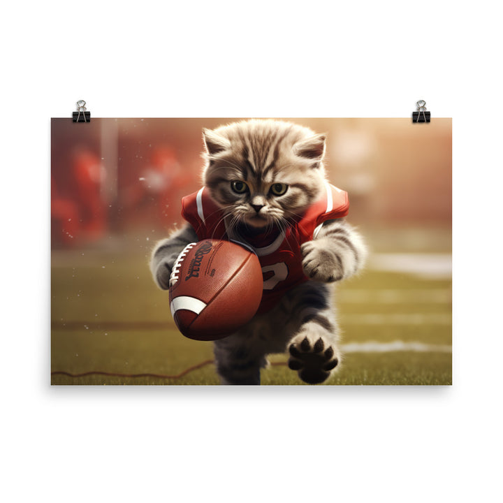 Scottish Fold Football Player Photo paper poster - PosterfyAI.com