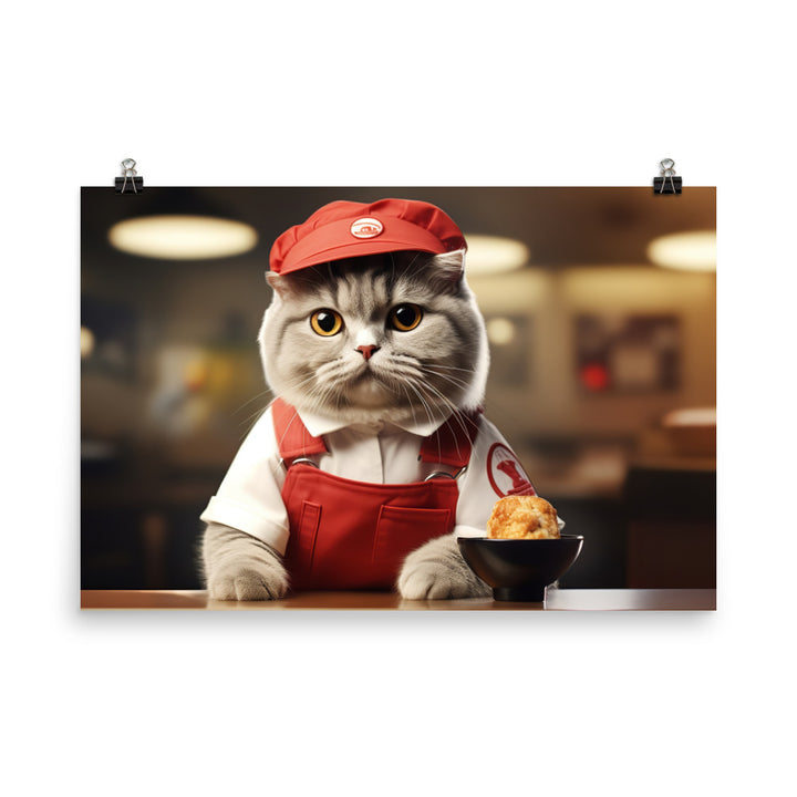 Scottish Fold Fast Food Crew Photo paper poster - PosterfyAI.com