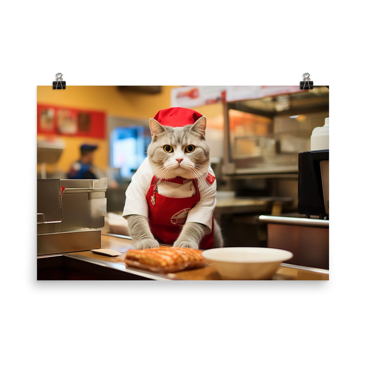 Scottish Fold Fast Food Crew Photo paper poster - PosterfyAI.com