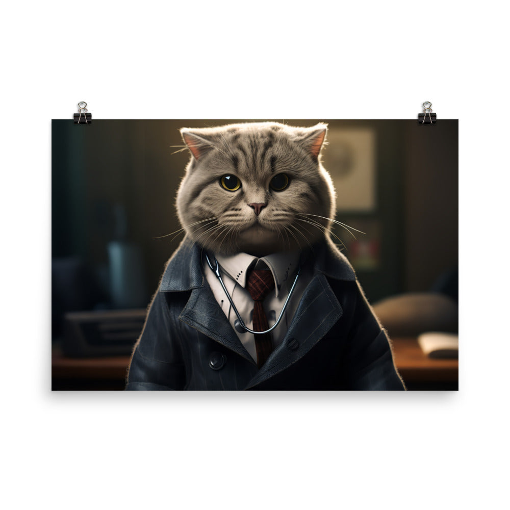 Scottish Fold Doctor Photo paper poster - PosterfyAI.com