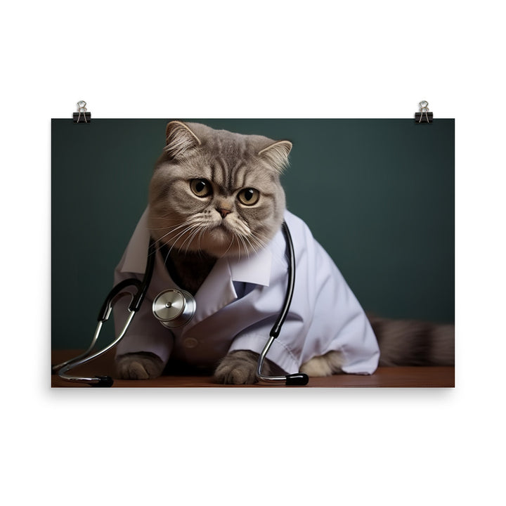 Scottish Fold Doctor Photo paper poster - PosterfyAI.com