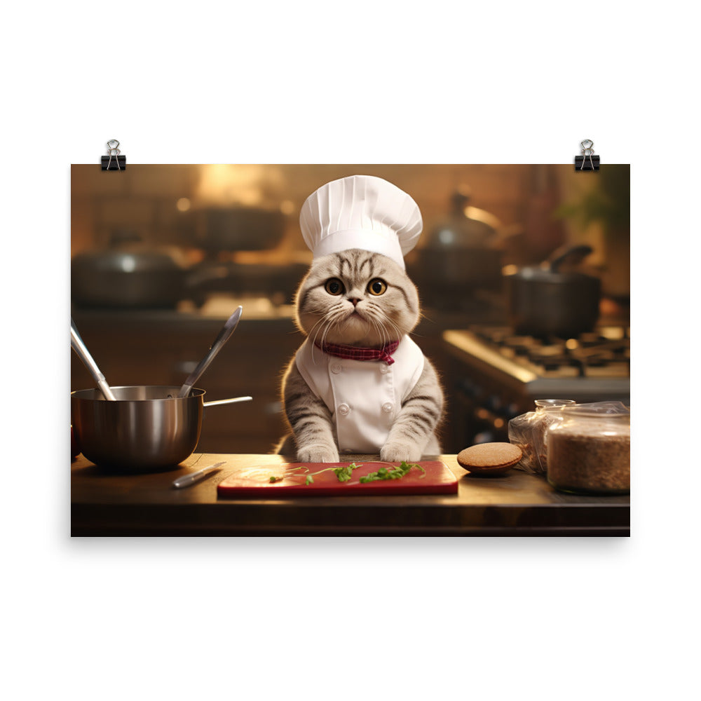 Scottish Fold Chef Photo paper poster - PosterfyAI.com