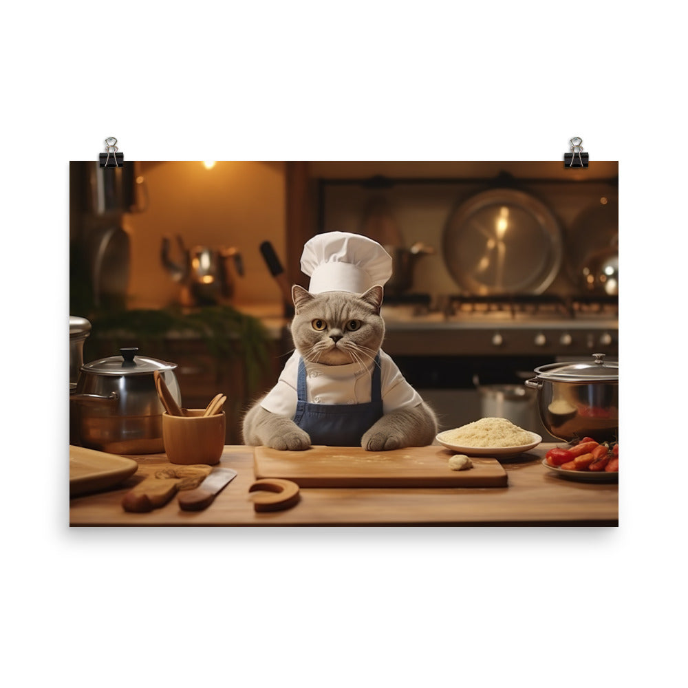 Scottish Fold Chef Photo paper poster - PosterfyAI.com