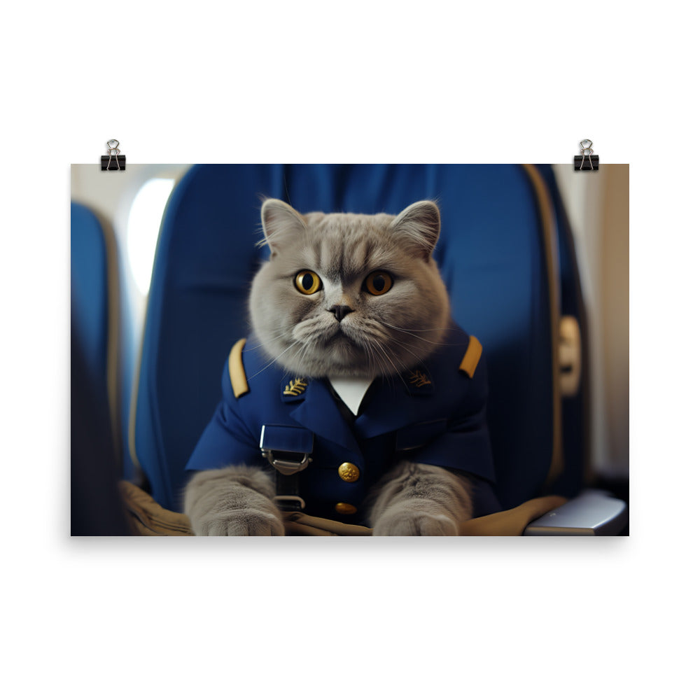 Scottish Fold Cabin Crew Photo paper poster - PosterfyAI.com