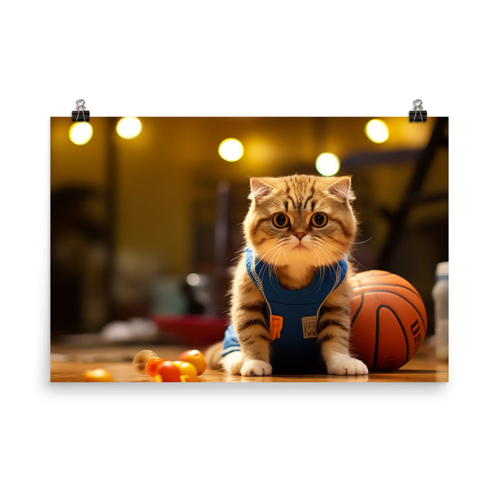 Scottish Fold Basketball Player Photo paper poster - PosterfyAI.com