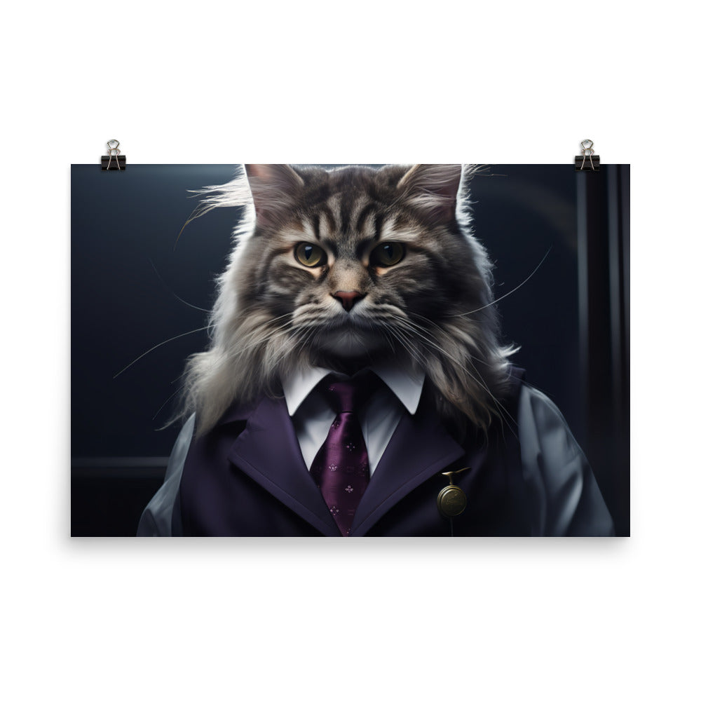 Maine Coon Transit Operator Photo paper poster - PosterfyAI.com