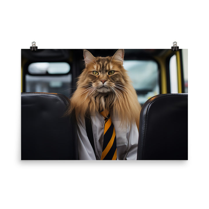 Maine Coon Transit Operator Photo paper poster - PosterfyAI.com