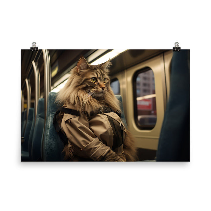 Maine Coon Transit Operator Photo paper poster - PosterfyAI.com