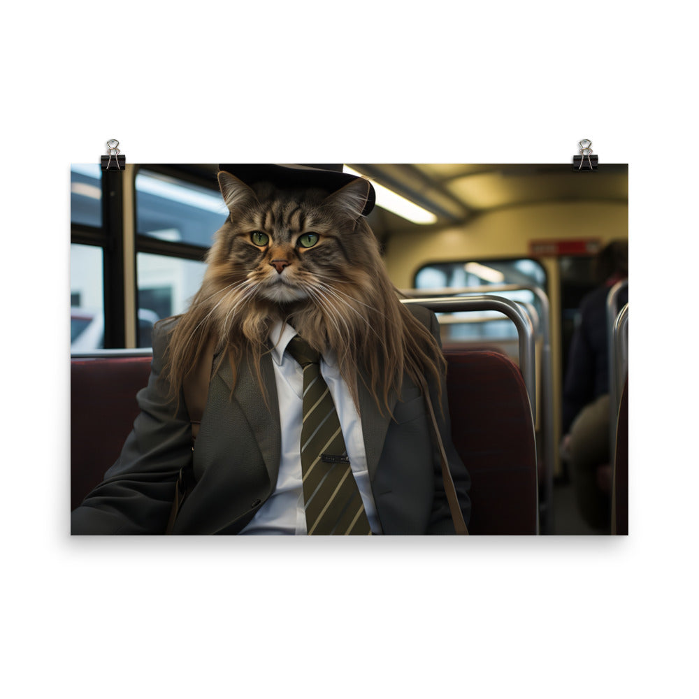 Maine Coon Transit Operator Photo paper poster - PosterfyAI.com