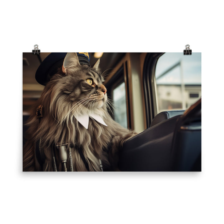 Maine Coon Transit Operator Photo paper poster - PosterfyAI.com