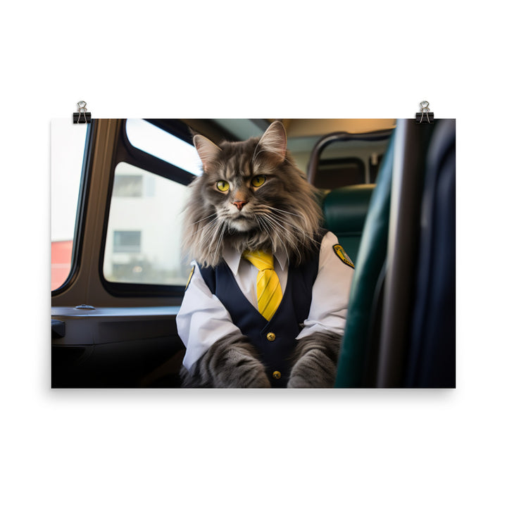 Maine Coon Transit Operator Photo paper poster - PosterfyAI.com