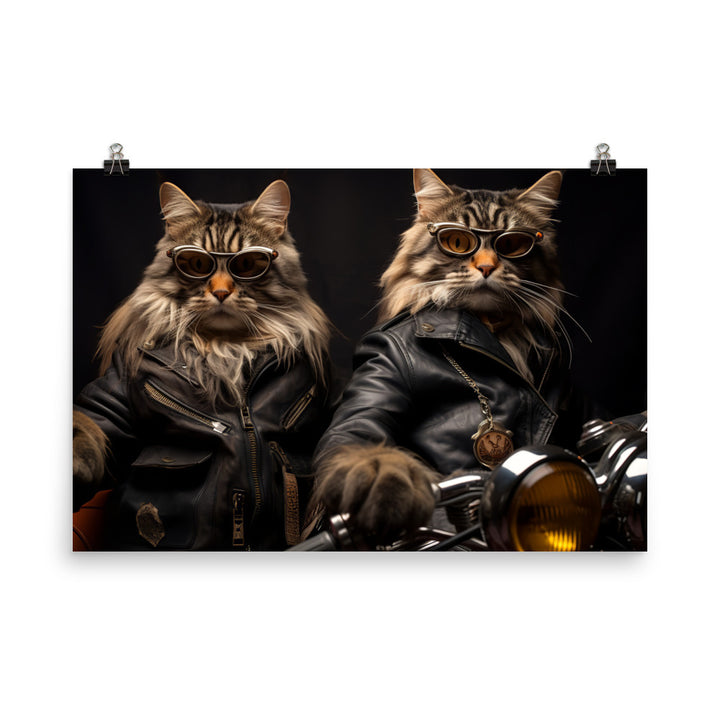 Maine Coon Superbike Athlete Photo paper poster - PosterfyAI.com