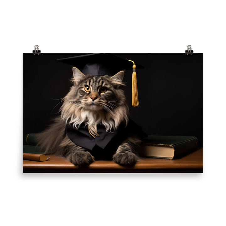 Maine Coon Student Photo paper poster - PosterfyAI.com
