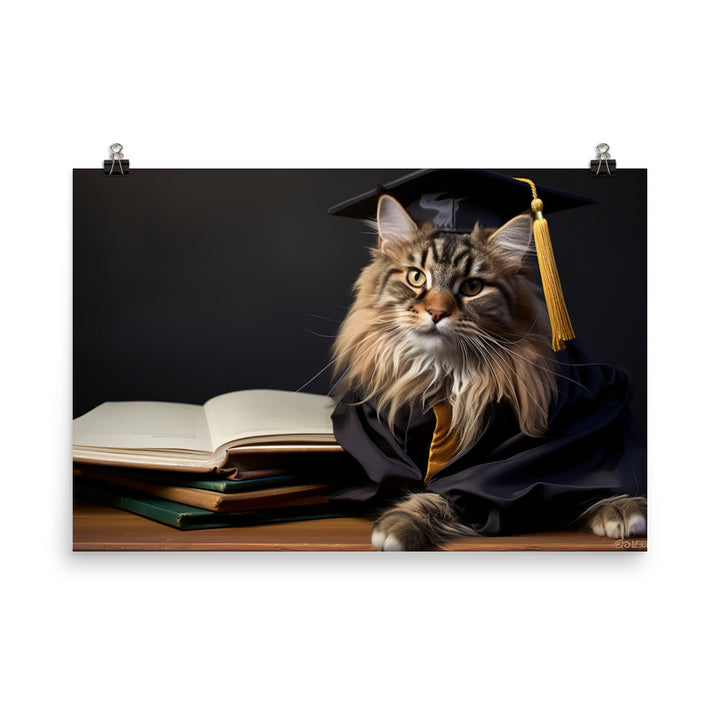 Maine Coon Student Photo paper poster - PosterfyAI.com