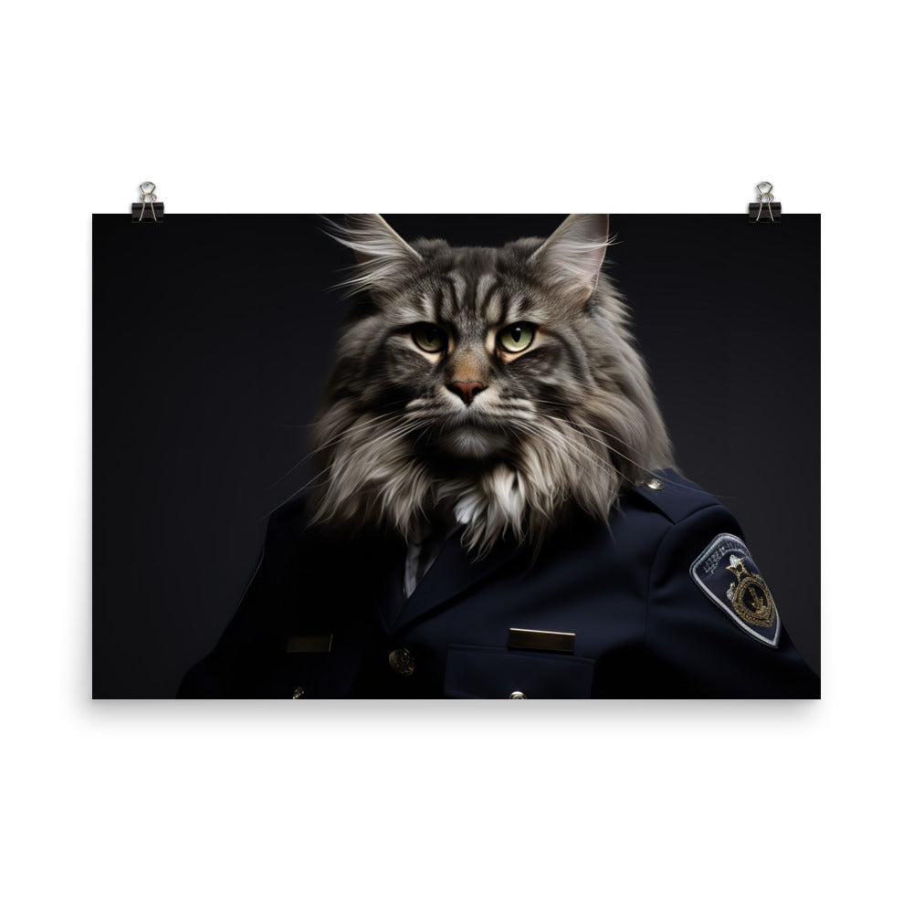 Maine Coon Security Officer Photo paper poster - PosterfyAI.com