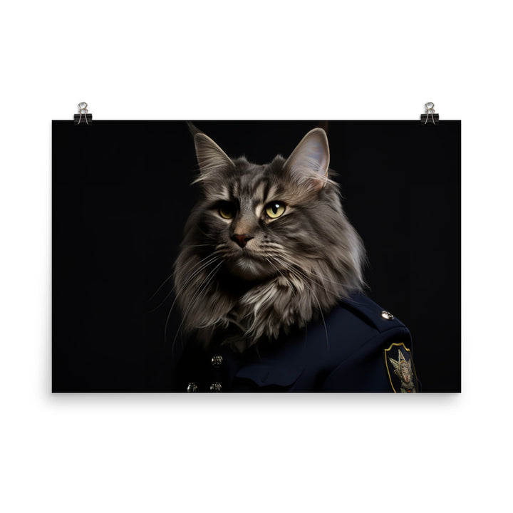 Maine Coon Security Officer Photo paper poster - PosterfyAI.com