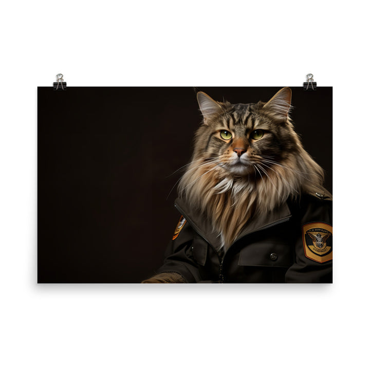 Maine Coon Security Officer Photo paper poster - PosterfyAI.com