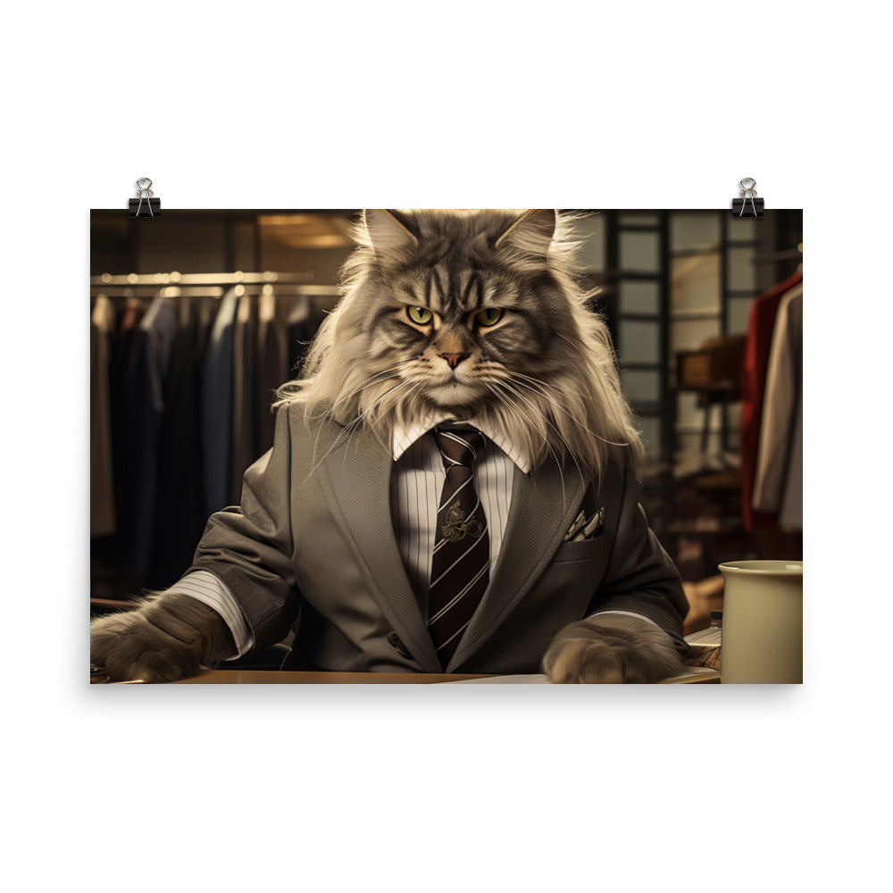 Maine Coon Sales Consultant Photo paper poster - PosterfyAI.com