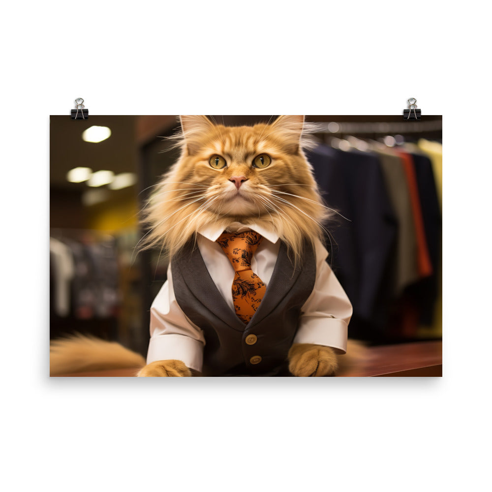 Maine Coon Sales Consultant Photo paper poster - PosterfyAI.com