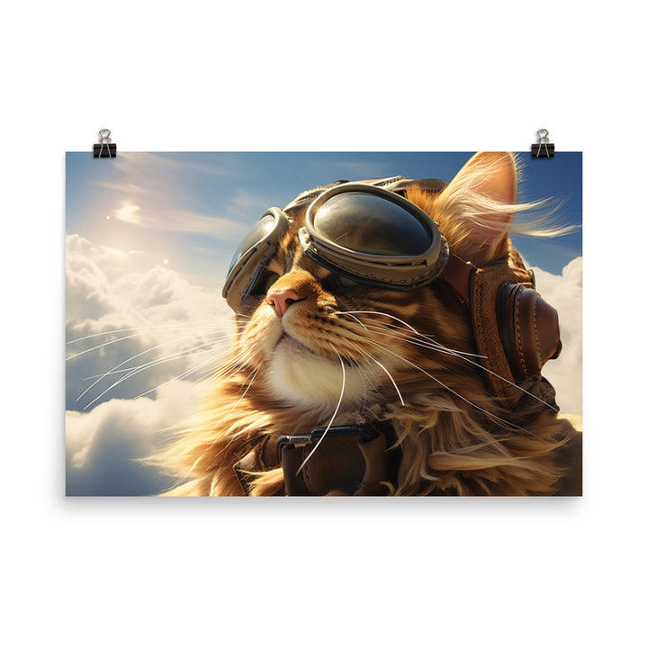 Maine Coon Pilot Photo paper poster - PosterfyAI.com