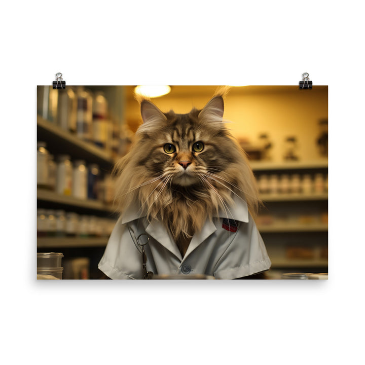 Maine Coon Pharmacist Photo paper poster - PosterfyAI.com