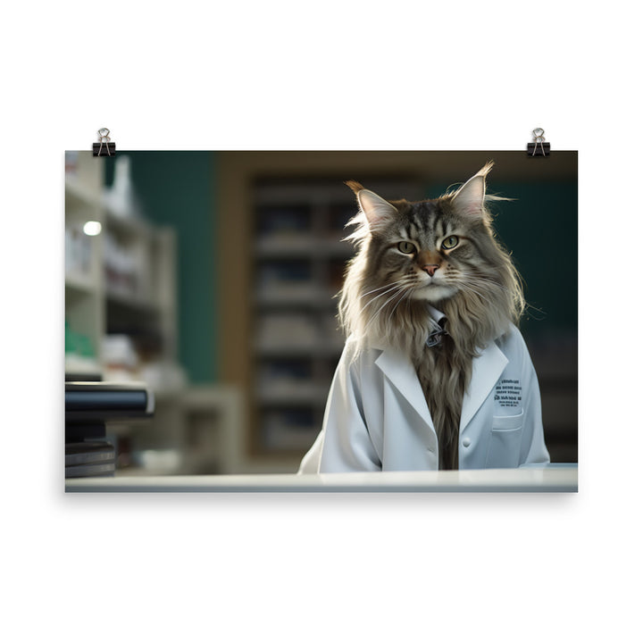 Maine Coon Pharmacist Photo paper poster - PosterfyAI.com