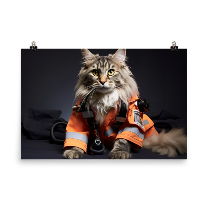 Maine Coon Paramedic Photo paper poster - PosterfyAI.com