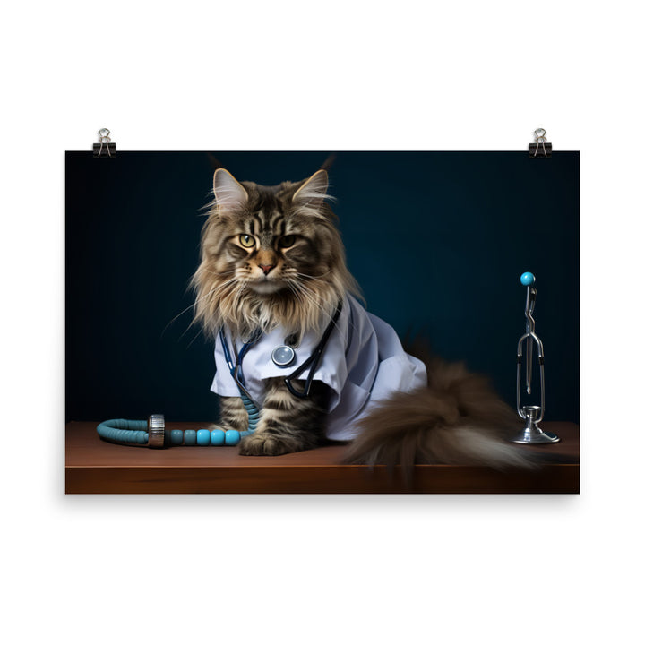 Maine Coon Nurse Photo paper poster - PosterfyAI.com