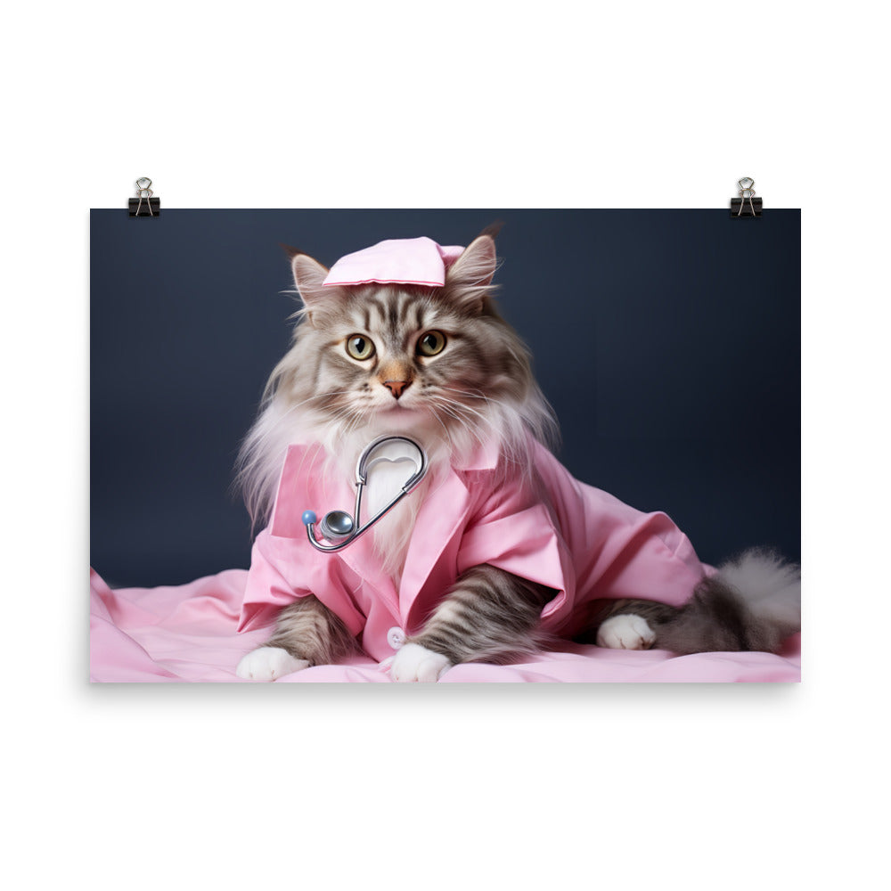 Maine Coon Nurse Photo paper poster - PosterfyAI.com