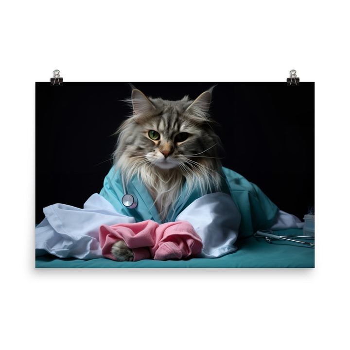 Maine Coon Nurse Photo paper poster - PosterfyAI.com