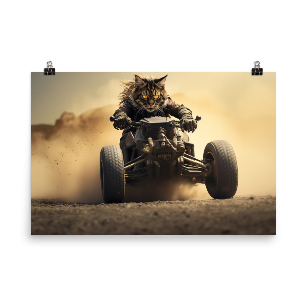 Maine Coon Motorsport Athlete Photo paper poster - PosterfyAI.com