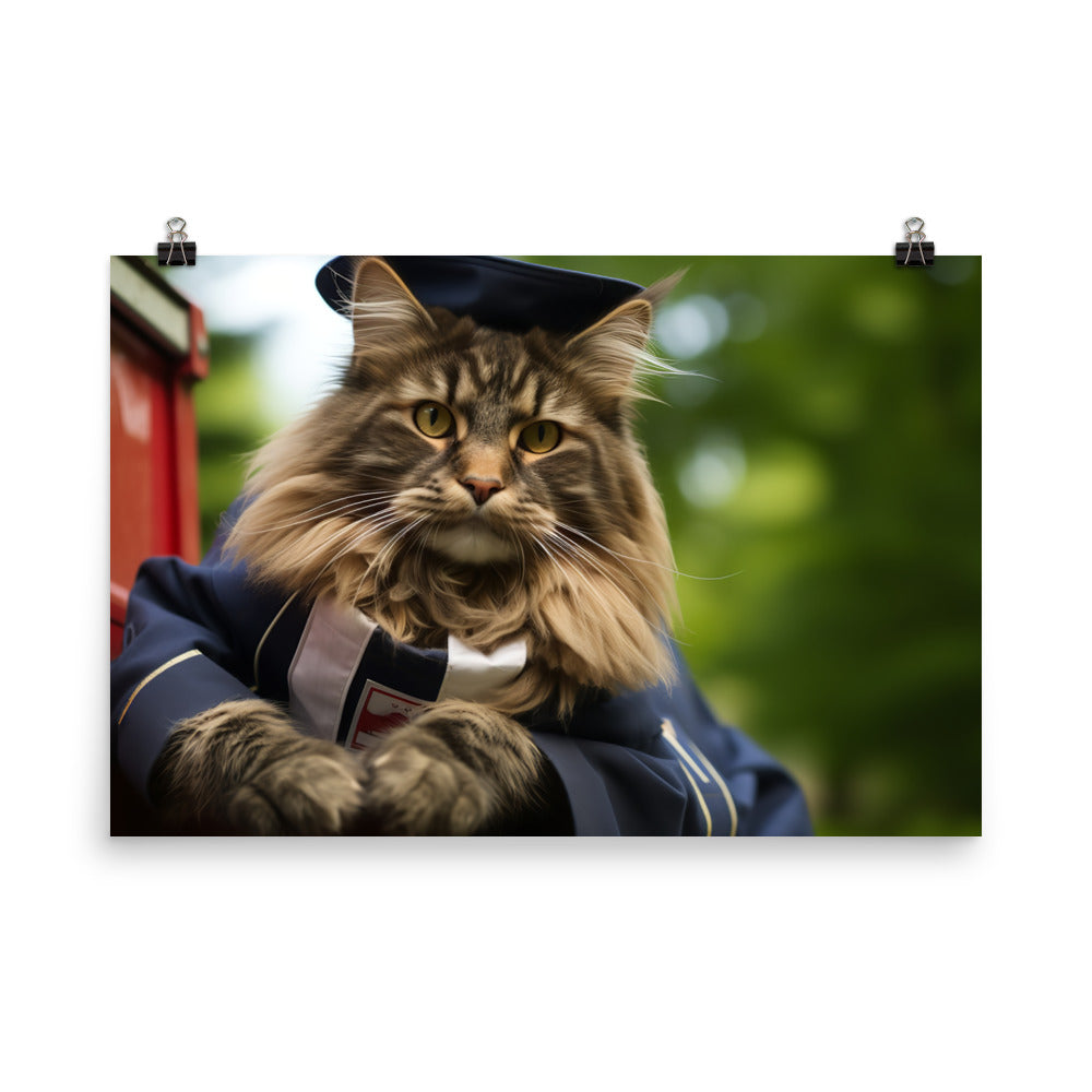 Maine Coon Mail Carrier Photo paper poster - PosterfyAI.com