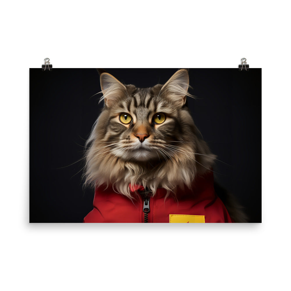 Maine Coon Fast Food Crew Photo paper poster - PosterfyAI.com