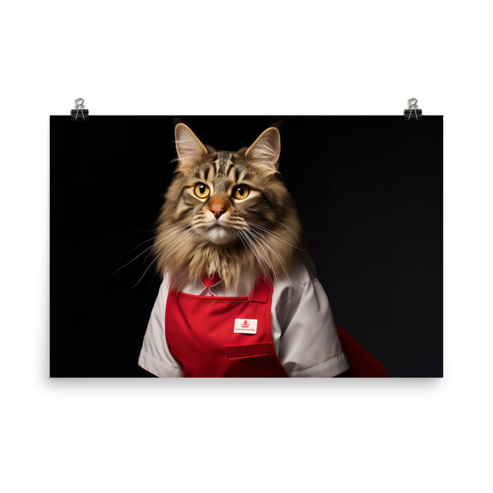 Maine Coon Fast Food Crew Photo paper poster - PosterfyAI.com