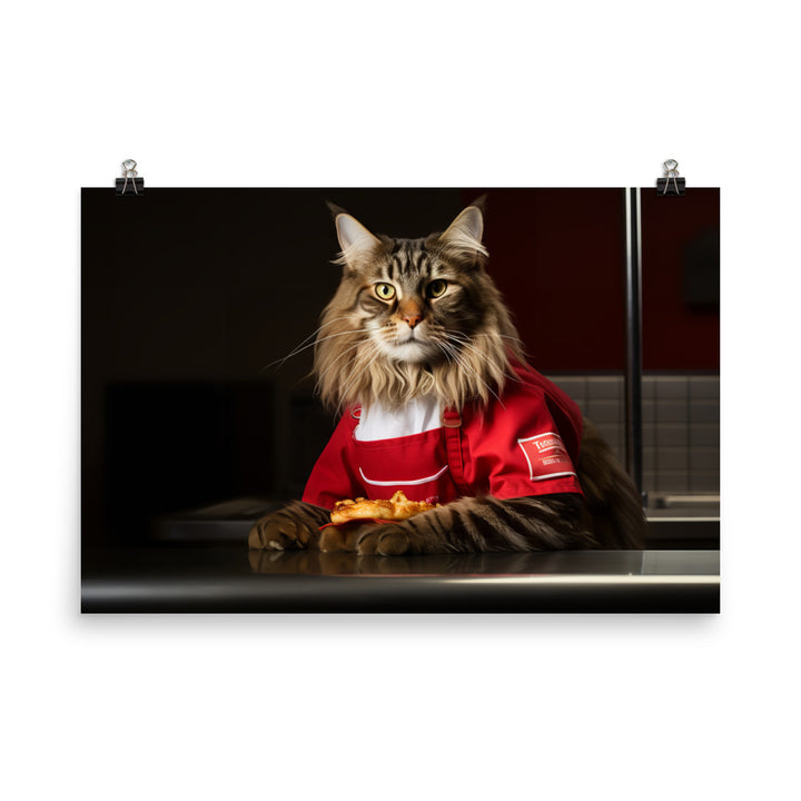 Maine Coon Fast Food Crew Photo paper poster - PosterfyAI.com