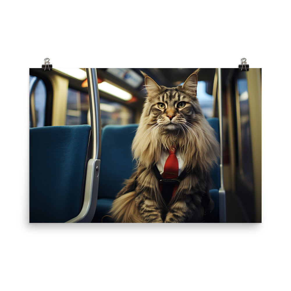 Maine Coon Transit Operator Photo paper poster - PosterfyAI.com