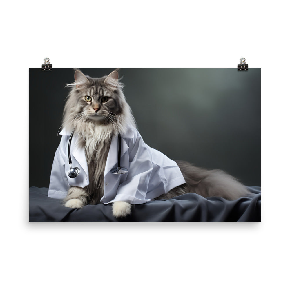 Maine Coon Doctor Photo paper poster - PosterfyAI.com