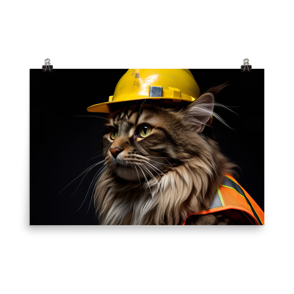 Maine Coon Contractor Photo paper poster - PosterfyAI.com