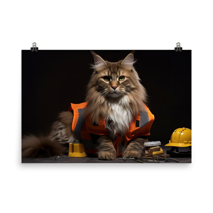 Maine Coon Contractor Photo paper poster - PosterfyAI.com