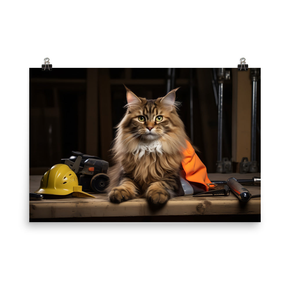 Maine Coon Contractor Photo paper poster - PosterfyAI.com