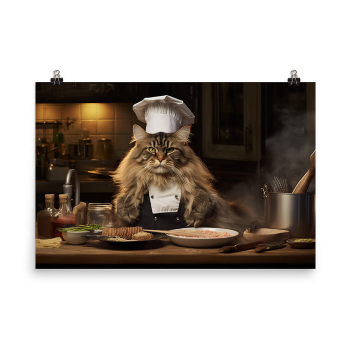 Maine Coon Chef Photo paper poster - PosterfyAI.com