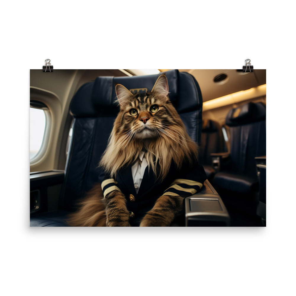 Maine Coon Pilot Photo paper poster - PosterfyAI.com