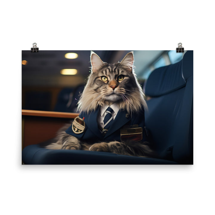 Maine Coon Pilot Photo paper poster - PosterfyAI.com