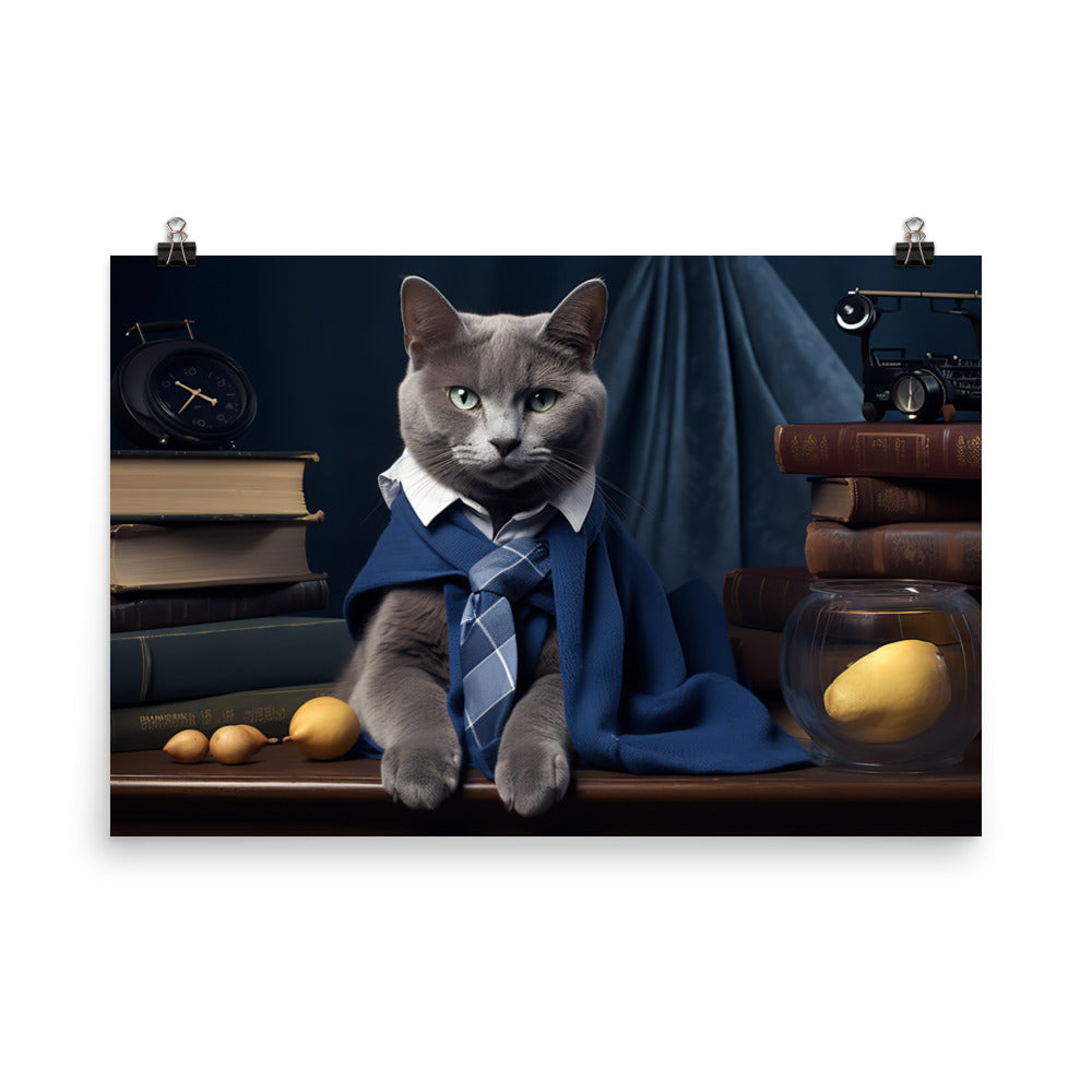 Russian Blue Student Photo paper poster - PosterfyAI.com