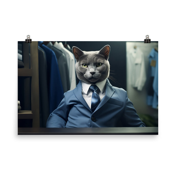 Russian Blue Sales Consultant Photo paper poster - PosterfyAI.com