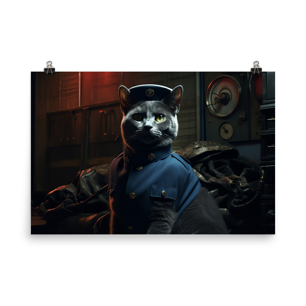 Russian Blue Prison Officer Photo paper poster - PosterfyAI.com