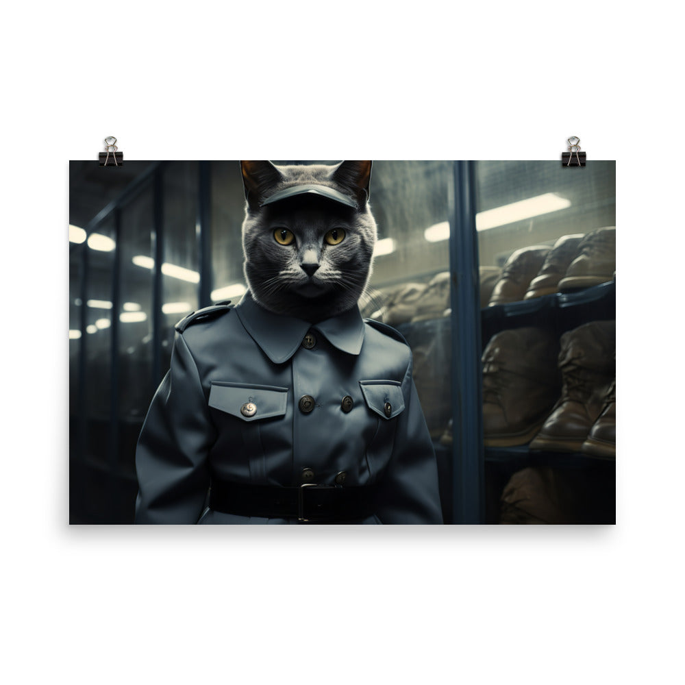 Russian Blue Prison Officer Photo paper poster - PosterfyAI.com