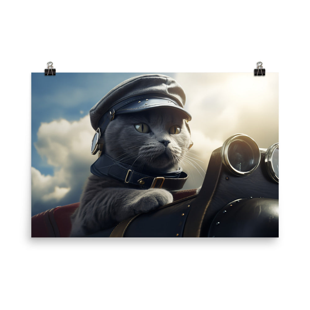 Russian Blue Pilot Photo paper poster - PosterfyAI.com