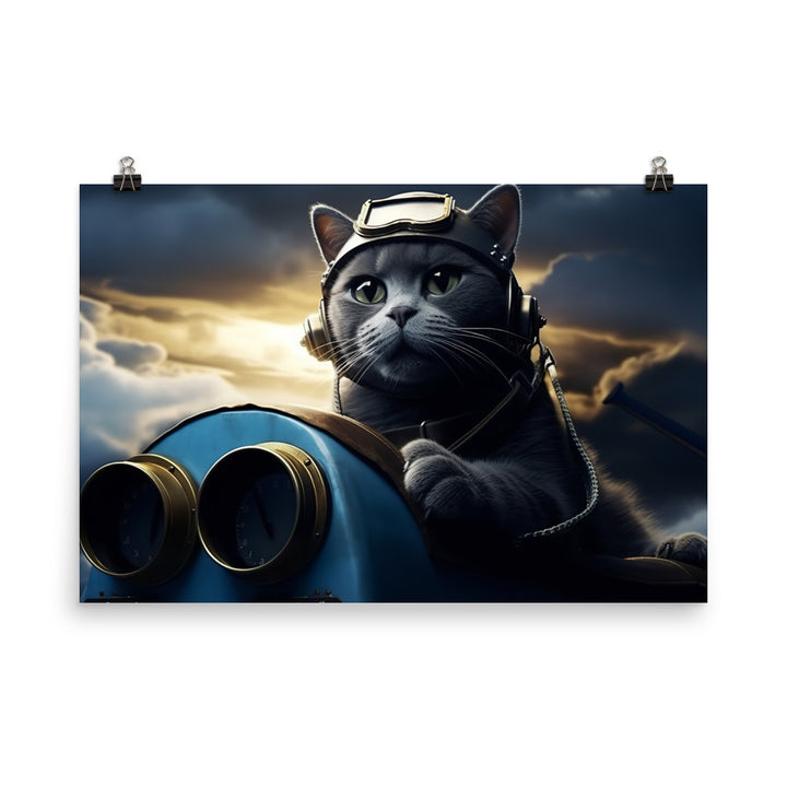 Russian Blue Pilot Photo paper poster - PosterfyAI.com